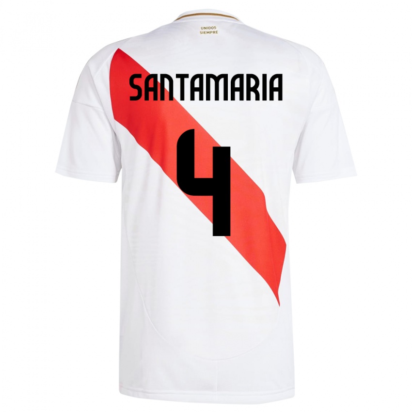 Niño Camiseta Perú Anderson Santamaría #4 Blanco 1ª Equipación 24-26 La Camisa Argentina