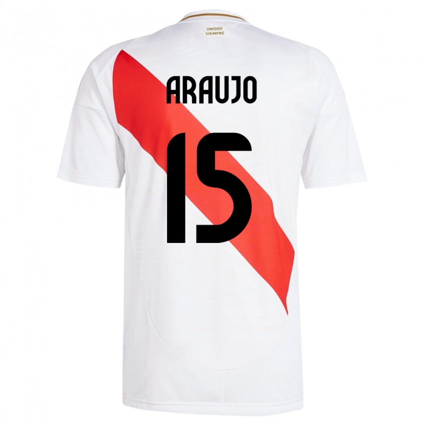 Niño Camiseta Perú Miguel Araujo #15 Blanco 1ª Equipación 24-26 La Camisa Argentina