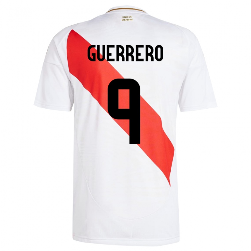 Niño Camiseta Perú Paolo Guerrero #9 Blanco 1ª Equipación 24-26 La Camisa Argentina