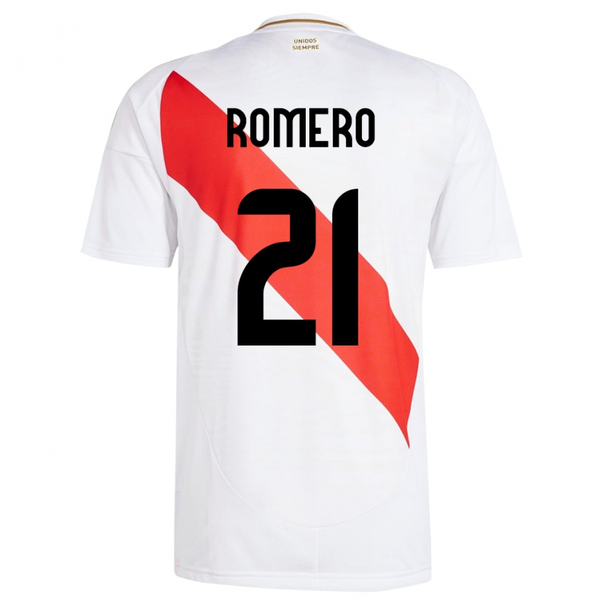 Niño Camiseta Perú Diego Romero #21 Blanco 1ª Equipación 24-26 La Camisa Argentina