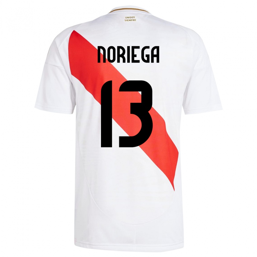 Niño Camiseta Perú Erick Noriega #13 Blanco 1ª Equipación 24-26 La Camisa Argentina