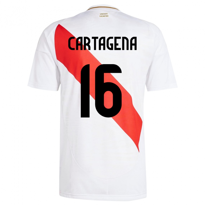 Niño Camiseta Perú Wilder Cartagena #16 Blanco 1ª Equipación 24-26 La Camisa Argentina