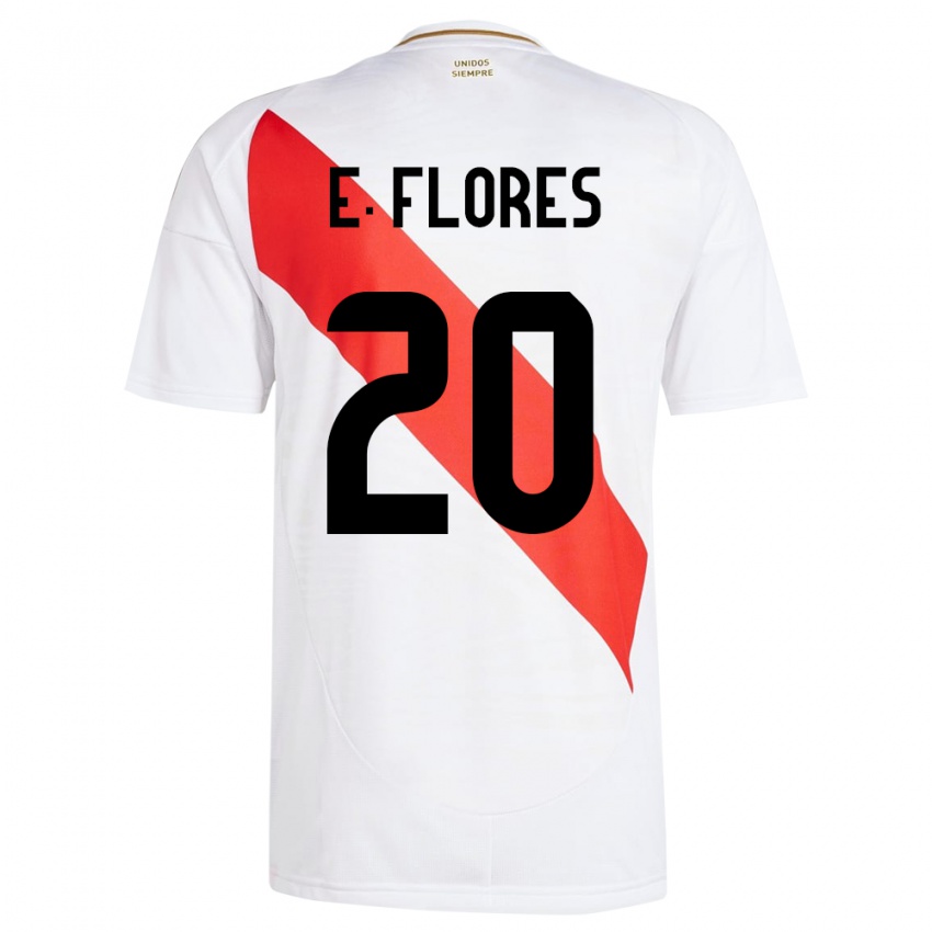 Niño Camiseta Perú Edison Flores #20 Blanco 1ª Equipación 24-26 La Camisa Argentina