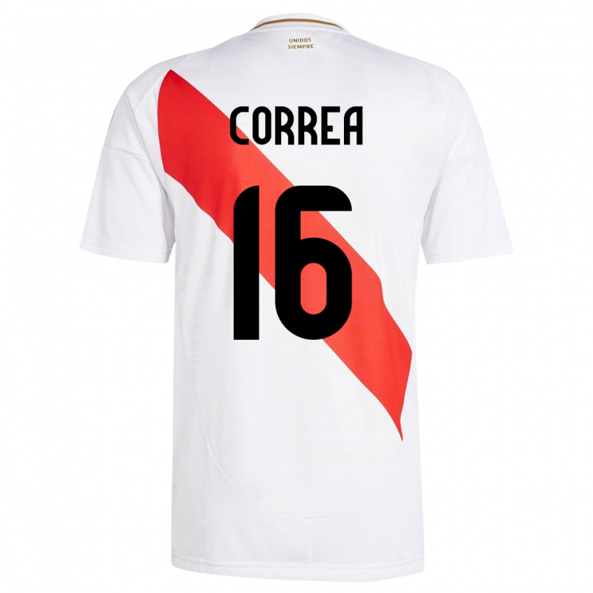 Niño Camiseta Perú Eslyn Correa #16 Blanco 1ª Equipación 24-26 La Camisa Argentina