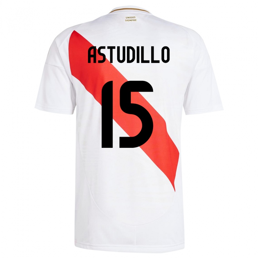 Niño Camiseta Perú Julinho Astudillo #15 Blanco 1ª Equipación 24-26 La Camisa Argentina