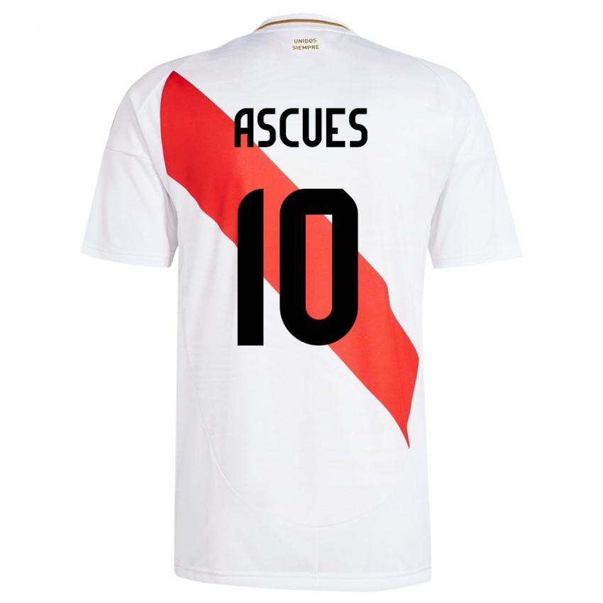 Niño Camiseta Perú Adrián Ascues #10 Blanco 1ª Equipación 24-26 La Camisa Argentina