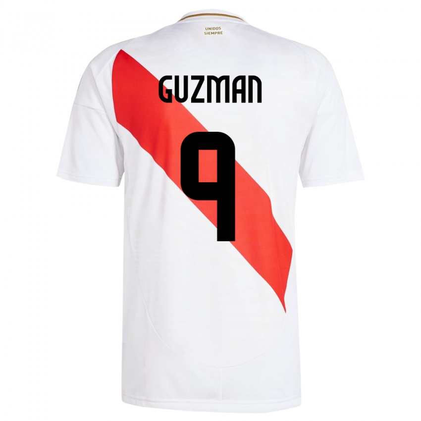 Niño Camiseta Perú Víctor Guzmán #9 Blanco 1ª Equipación 24-26 La Camisa Argentina