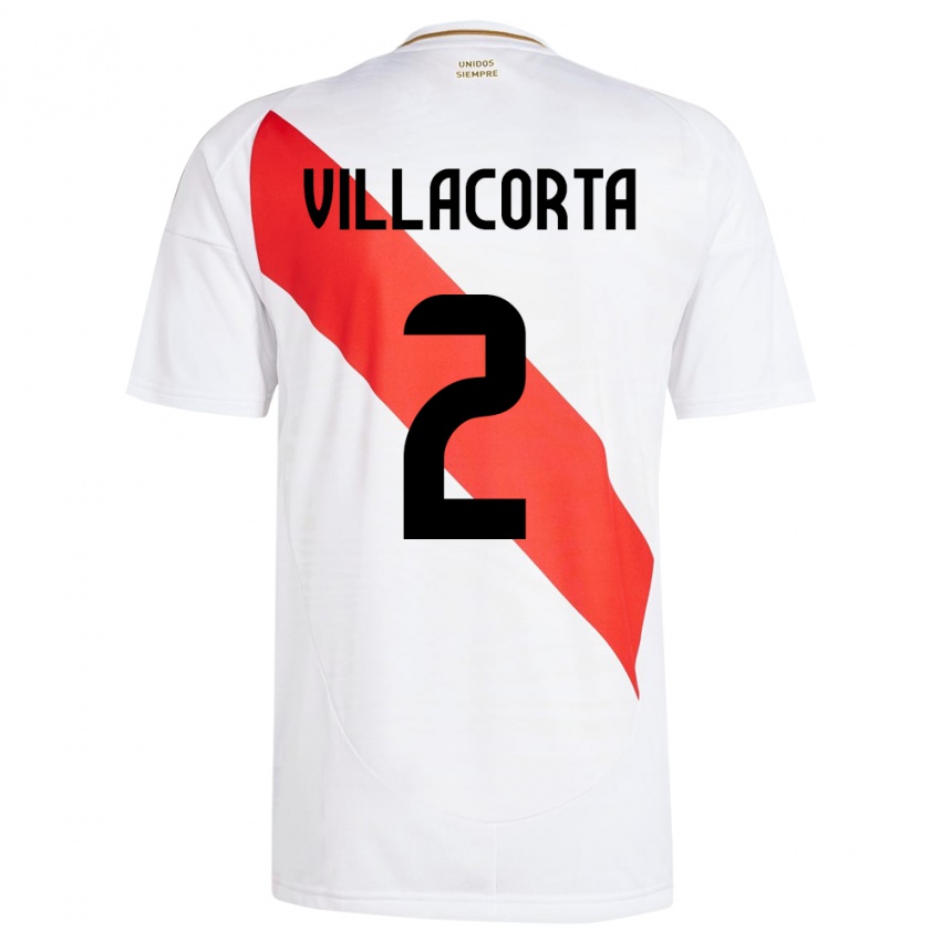 Niño Camiseta Perú Anderson Villacorta #2 Blanco 1ª Equipación 24-26 La Camisa Argentina