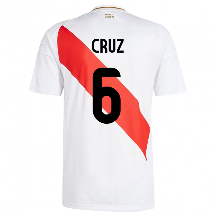 Niño Camiseta Perú Esteban Cruz #6 Blanco 1ª Equipación 24-26 La Camisa Argentina