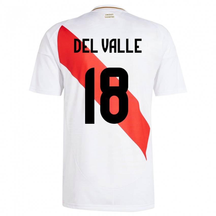 Niño Camiseta Perú Yamir Del Valle #18 Blanco 1ª Equipación 24-26 La Camisa Argentina