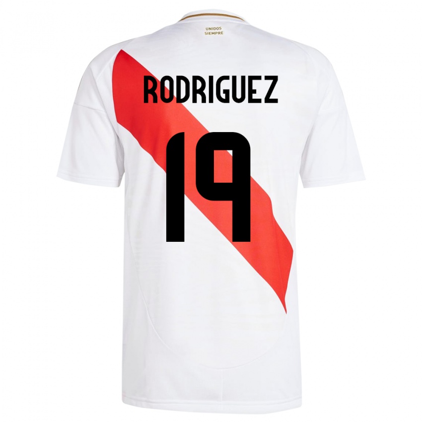 Niño Camiseta Perú Mateo Rodríguez #19 Blanco 1ª Equipación 24-26 La Camisa Argentina