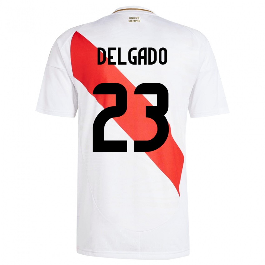 Niño Camiseta Perú Valentino Delgado #23 Blanco 1ª Equipación 24-26 La Camisa Argentina