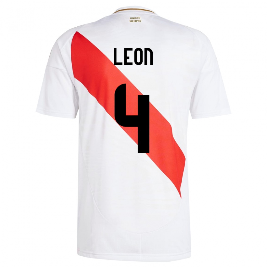 Niño Camiseta Perú Mía León #4 Blanco 1ª Equipación 24-26 La Camisa Argentina