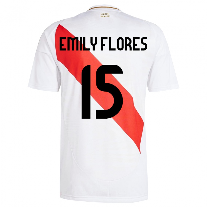 Niño Camiseta Perú Emily Flores #15 Blanco 1ª Equipación 24-26 La Camisa Argentina