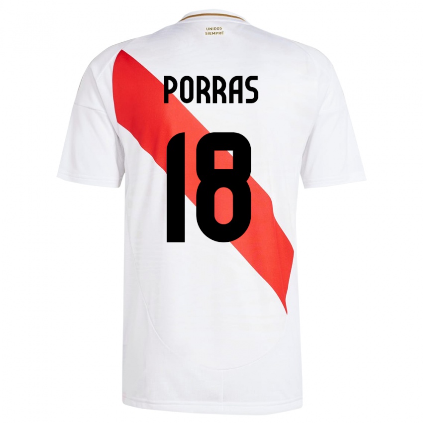 Niño Camiseta Perú Sashenka Porras #18 Blanco 1ª Equipación 24-26 La Camisa Argentina