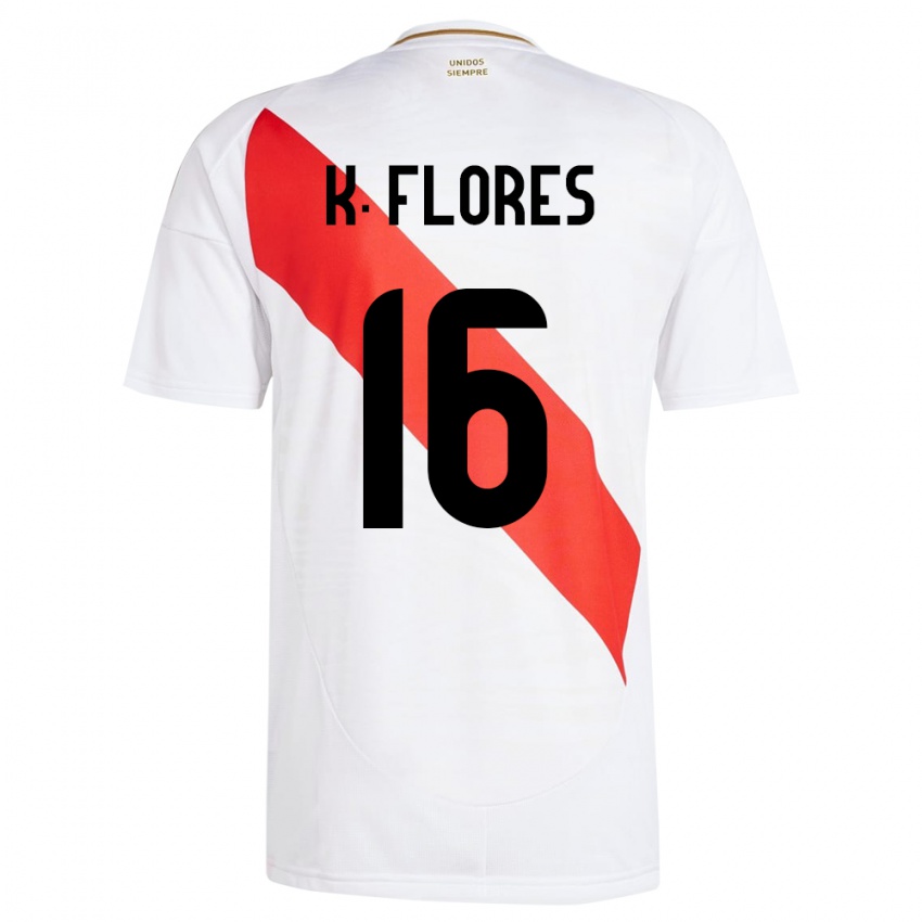 Niño Camiseta Perú Kimbherly Flores #16 Blanco 1ª Equipación 24-26 La Camisa Argentina