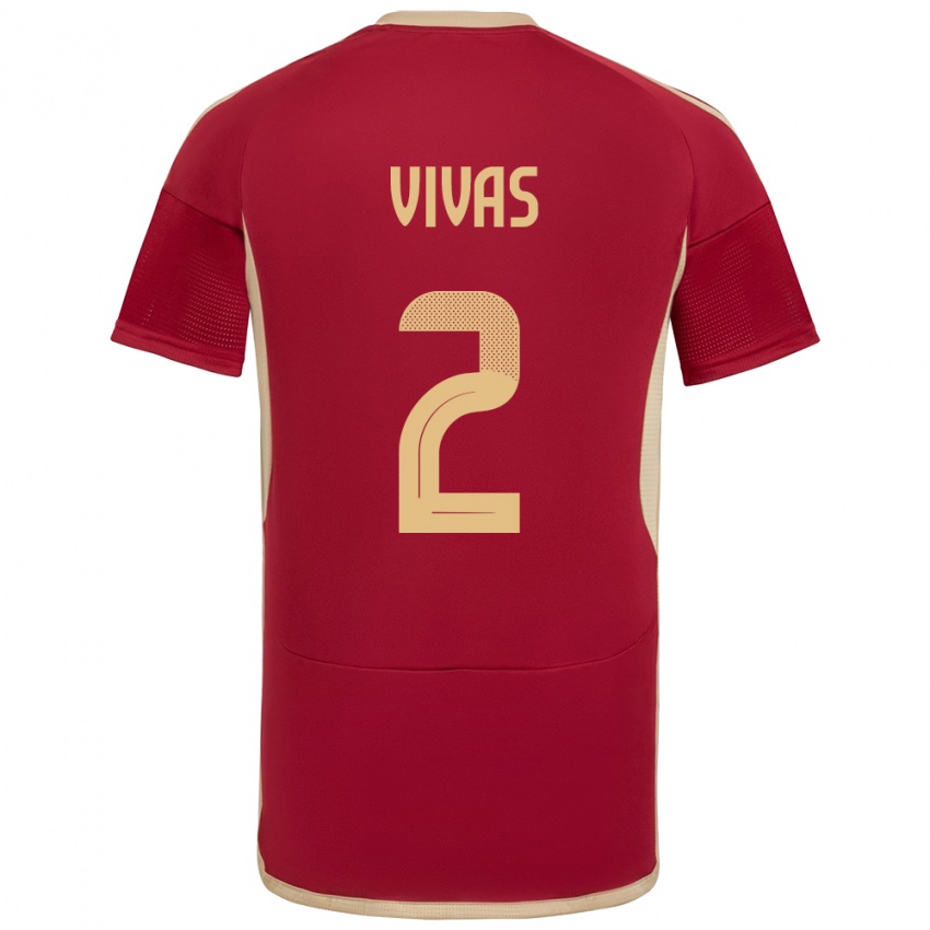 Niño Camiseta Venezuela Carlos Vivas #2 Borgoña 1ª Equipación 24-26 La Camisa Argentina