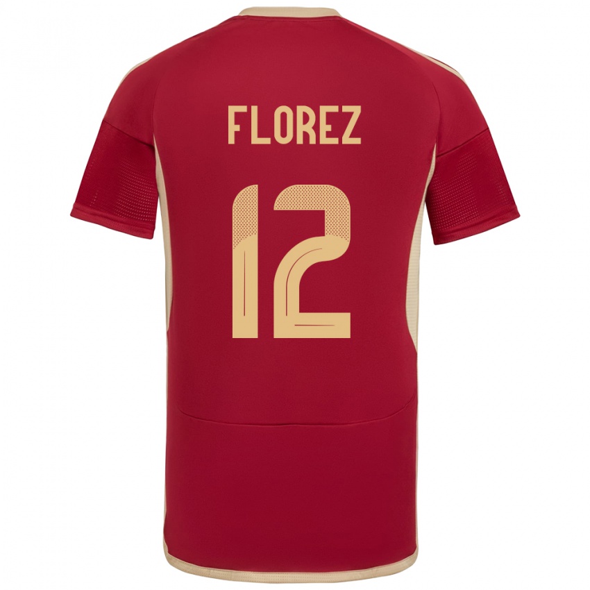 Niño Camiseta Venezuela Génesis Flórez #12 Borgoña 1ª Equipación 24-26 La Camisa Argentina