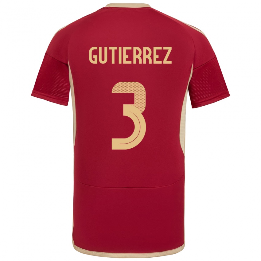 Niño Camiseta Venezuela Nairelis Gutiérrez #3 Borgoña 1ª Equipación 24-26 La Camisa Argentina