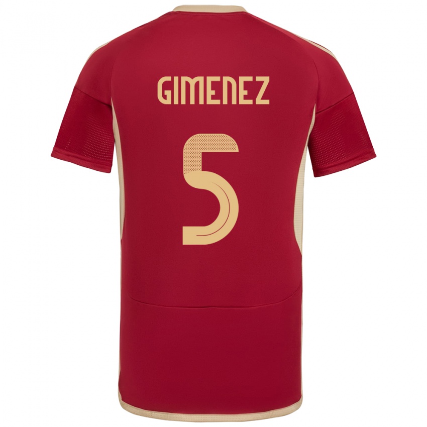 Niño Camiseta Venezuela Yenifer Giménez #5 Borgoña 1ª Equipación 24-26 La Camisa Argentina