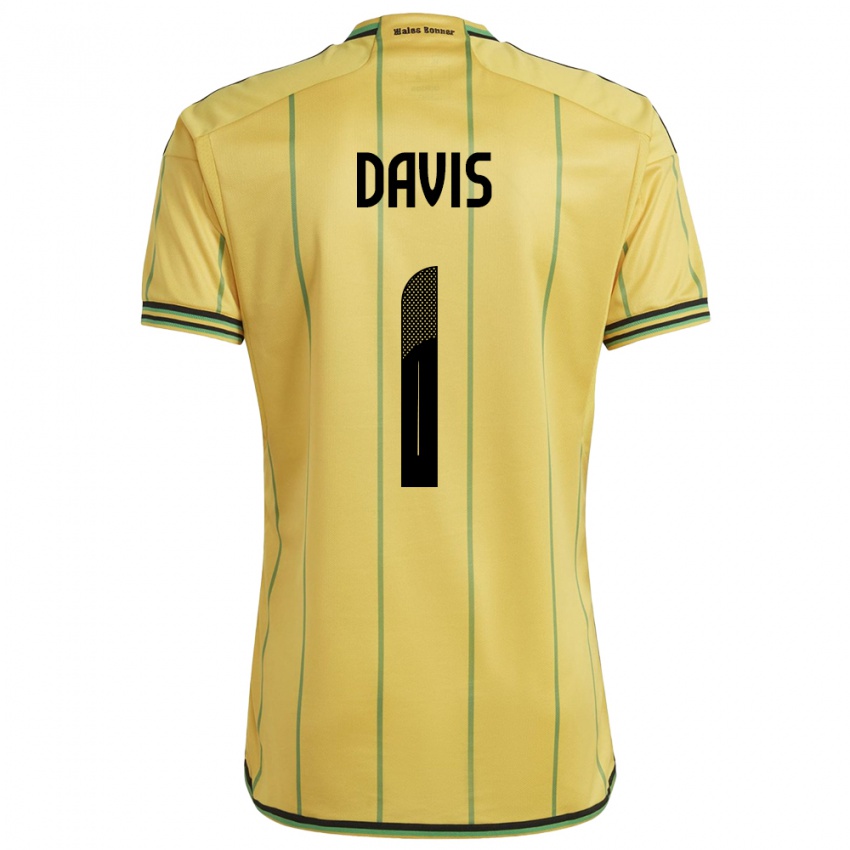 Niño Camiseta Jamaica Shaquan Davis #1 Amarillo 1ª Equipación 24-26 La Camisa Argentina