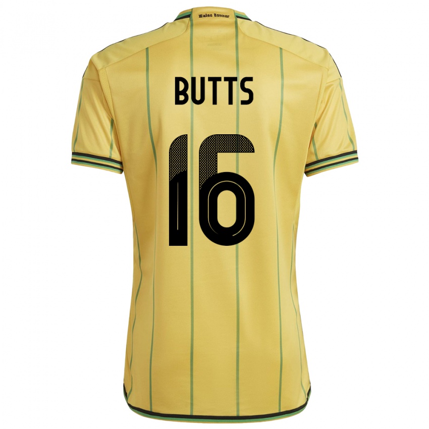 Niño Camiseta Jamaica Njeri Butts #16 Amarillo 1ª Equipación 24-26 La Camisa Argentina