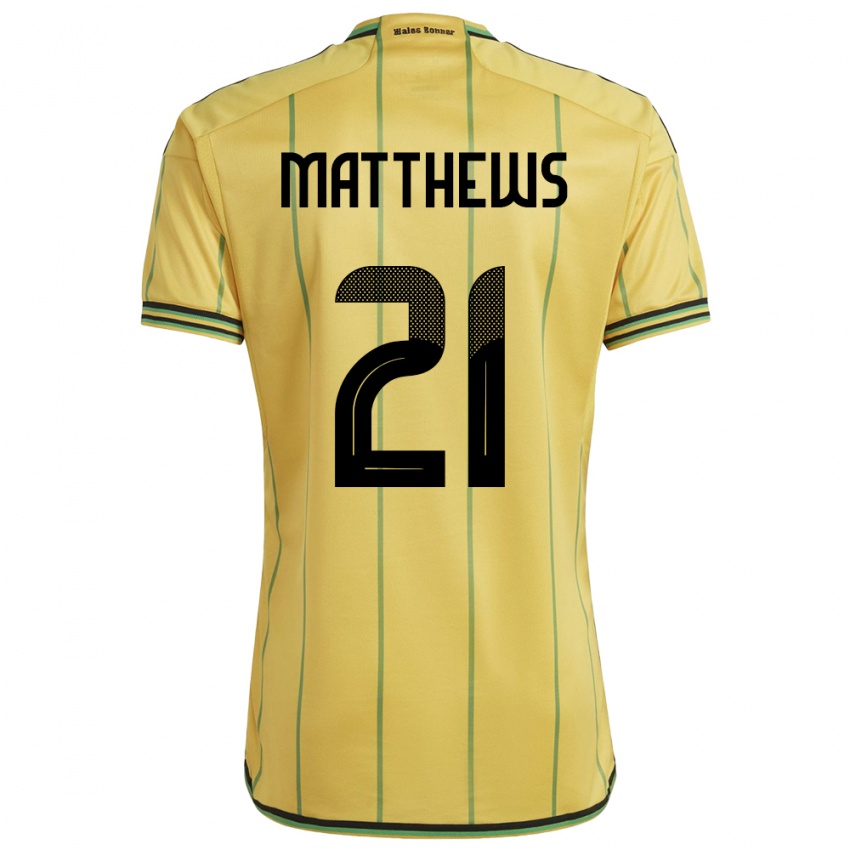 Niño Camiseta Jamaica Cheyna Matthews #21 Amarillo 1ª Equipación 24-26 La Camisa Argentina
