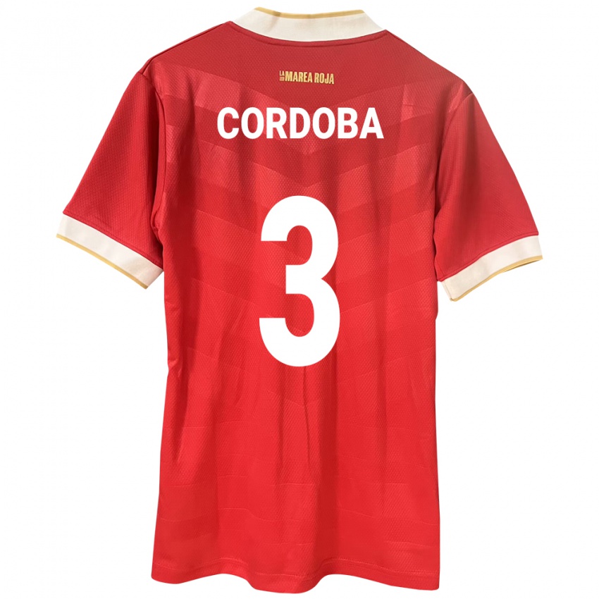 Niño Camiseta Panamá José Córdoba #3 Rojo 1ª Equipación 24-26 La Camisa Argentina