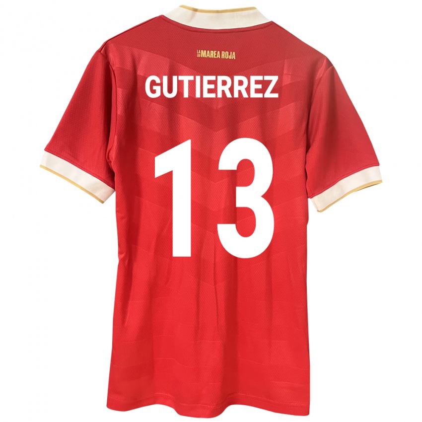 Niño Camiseta Panamá Mickeylis Gutiérrez #13 Rojo 1ª Equipación 24-26 La Camisa Argentina
