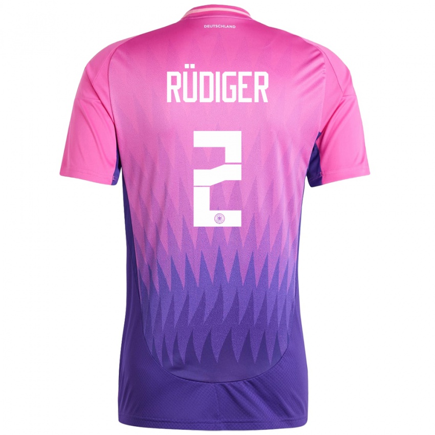 Niño Camiseta Alemania Antonio Rudiger #2 Rosado Morado 2ª Equipación 24-26 La Camisa Argentina