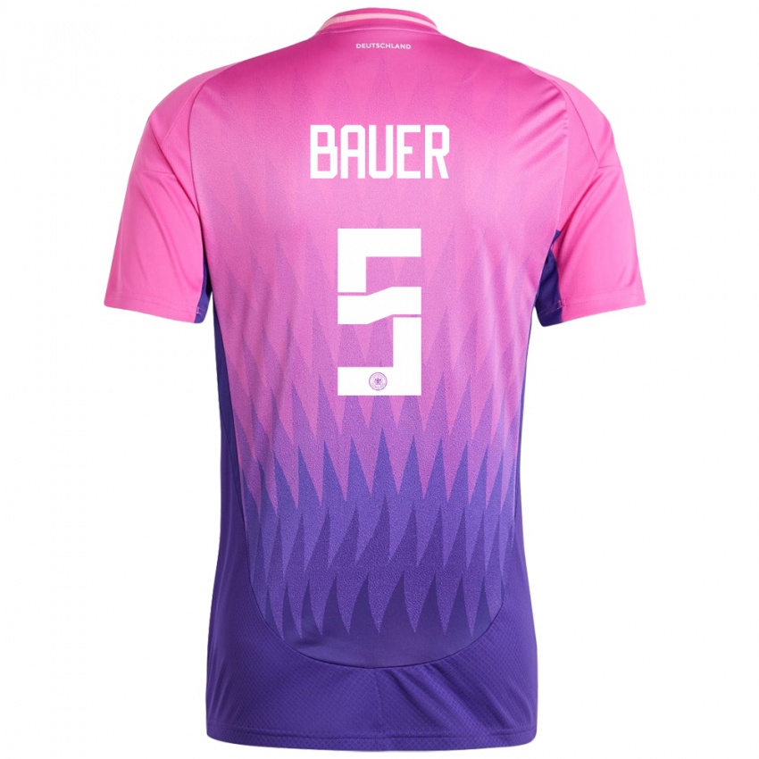 Niño Camiseta Alemania Maximilian Bauer #5 Rosado Morado 2ª Equipación 24-26 La Camisa Argentina