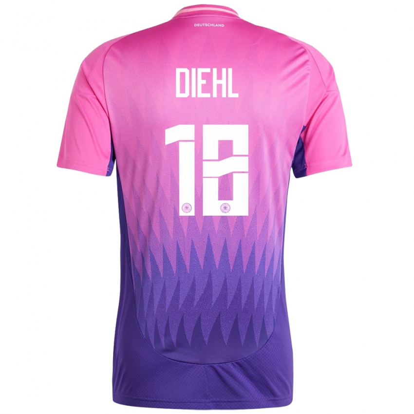 Niño Camiseta Alemania Justin Diehl #18 Rosado Morado 2ª Equipación 24-26 La Camisa Argentina