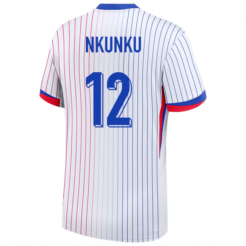 Niño Camiseta Francia Christopher Nkunku #12 Blanco 2ª Equipación 24-26 La Camisa Argentina