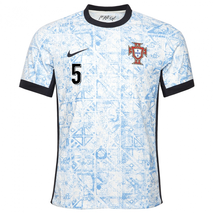 Niño Camiseta Portugal Diogo Dalot #5 Crema Azul 2ª Equipación 24-26 La Camisa Argentina