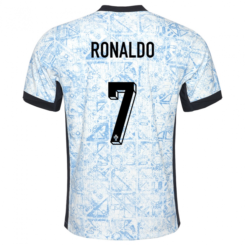 Niño Camiseta Portugal Cristiano Ronaldo #7 Crema Azul 2ª Equipación 24-26 La Camisa Argentina