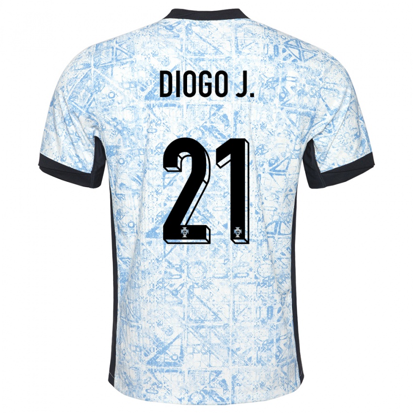 Niño Camiseta Portugal Diogo Jota #21 Crema Azul 2ª Equipación 24-26 La Camisa Argentina