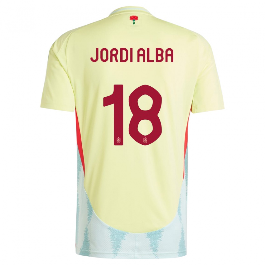 Niño Camiseta España Jordi Alba #18 Amarillo 2ª Equipación 24-26 La Camisa Argentina