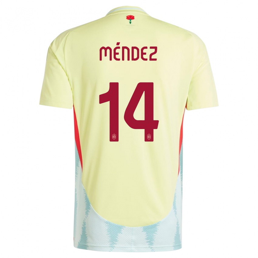 Niño Camiseta España Maria Mendez #14 Amarillo 2ª Equipación 24-26 La Camisa Argentina