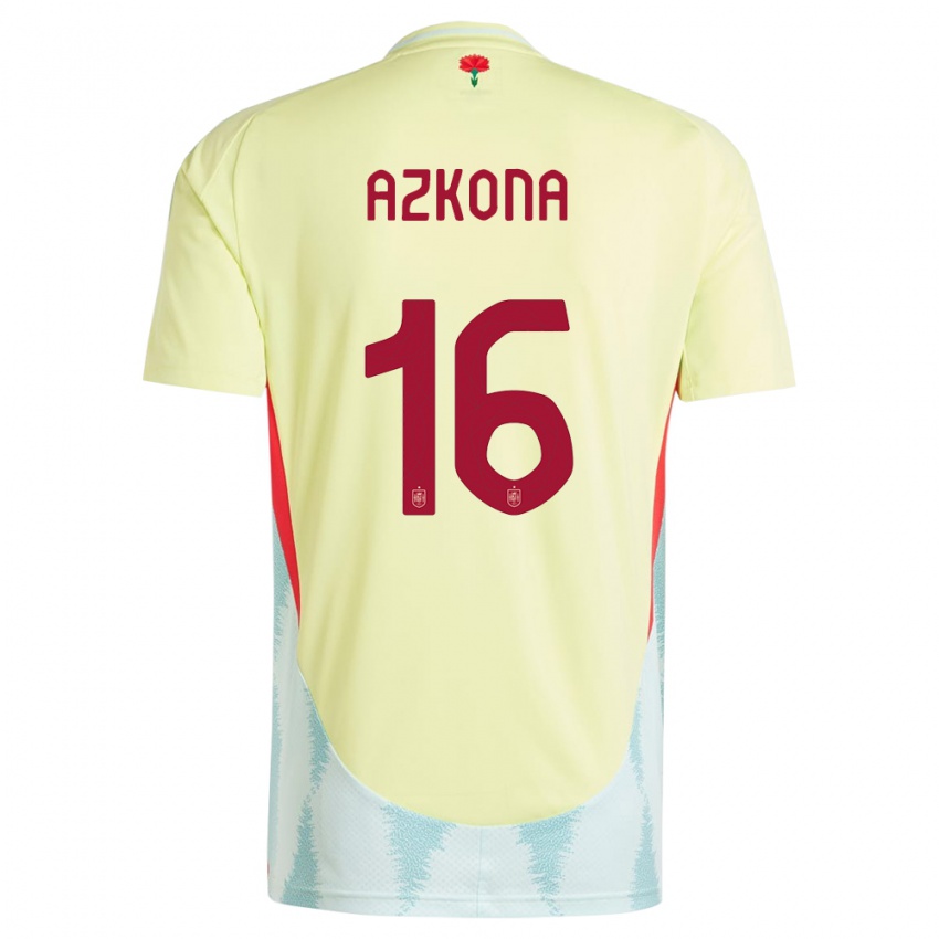 Niño Camiseta España Ane Azkona #16 Amarillo 2ª Equipación 24-26 La Camisa Argentina