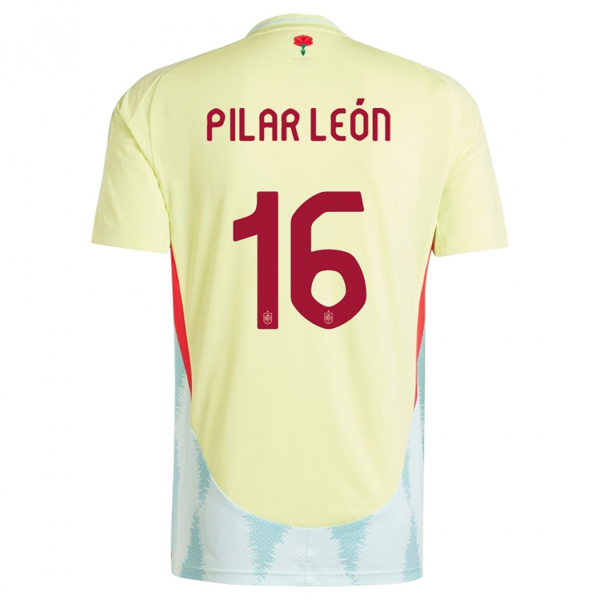 Niño Camiseta España Maria Pilar Leon #16 Amarillo 2ª Equipación 24-26 La Camisa Argentina