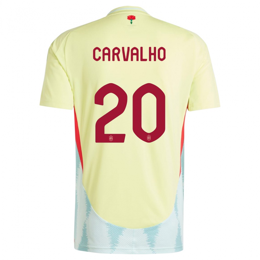 Niño Camiseta España Miguel Carvalho #20 Amarillo 2ª Equipación 24-26 La Camisa Argentina