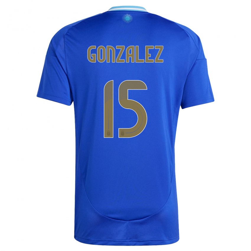 Niño Camiseta Argentina Nicolas Gonzalez #15 Azul 2ª Equipación 24-26 La Camisa Argentina