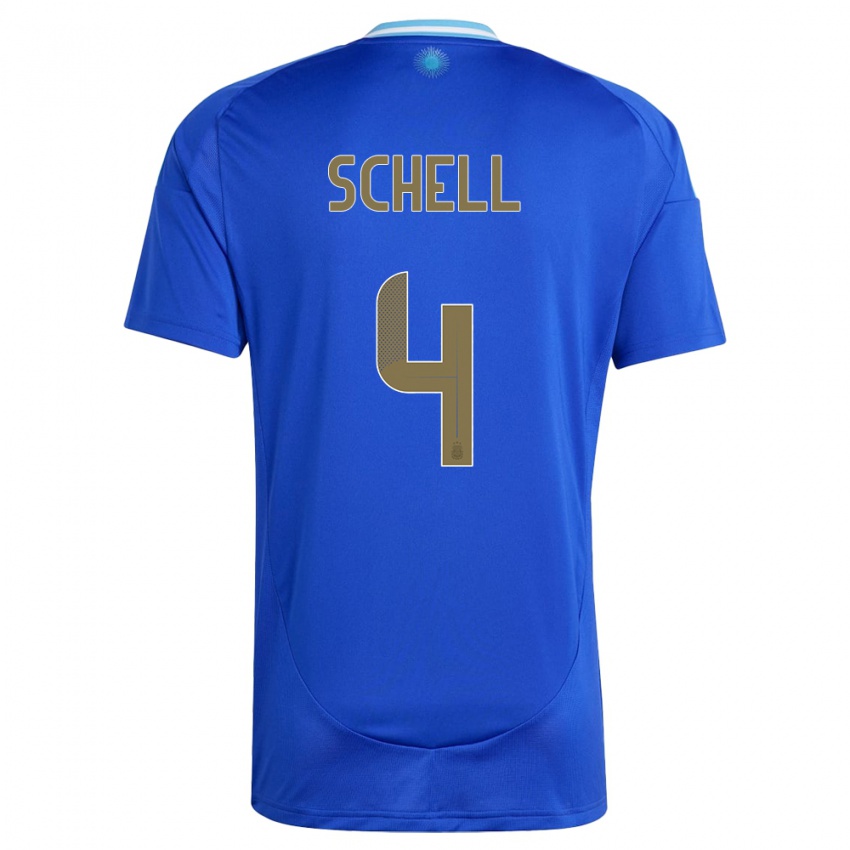 Niño Camiseta Argentina Sofia Schell #4 Azul 2ª Equipación 24-26 La Camisa Argentina