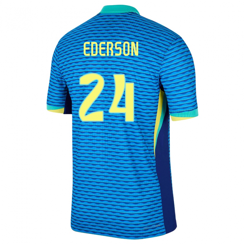 Niño Camiseta Brasil Ederson #24 Azul 2ª Equipación 24-26 La Camisa Argentina