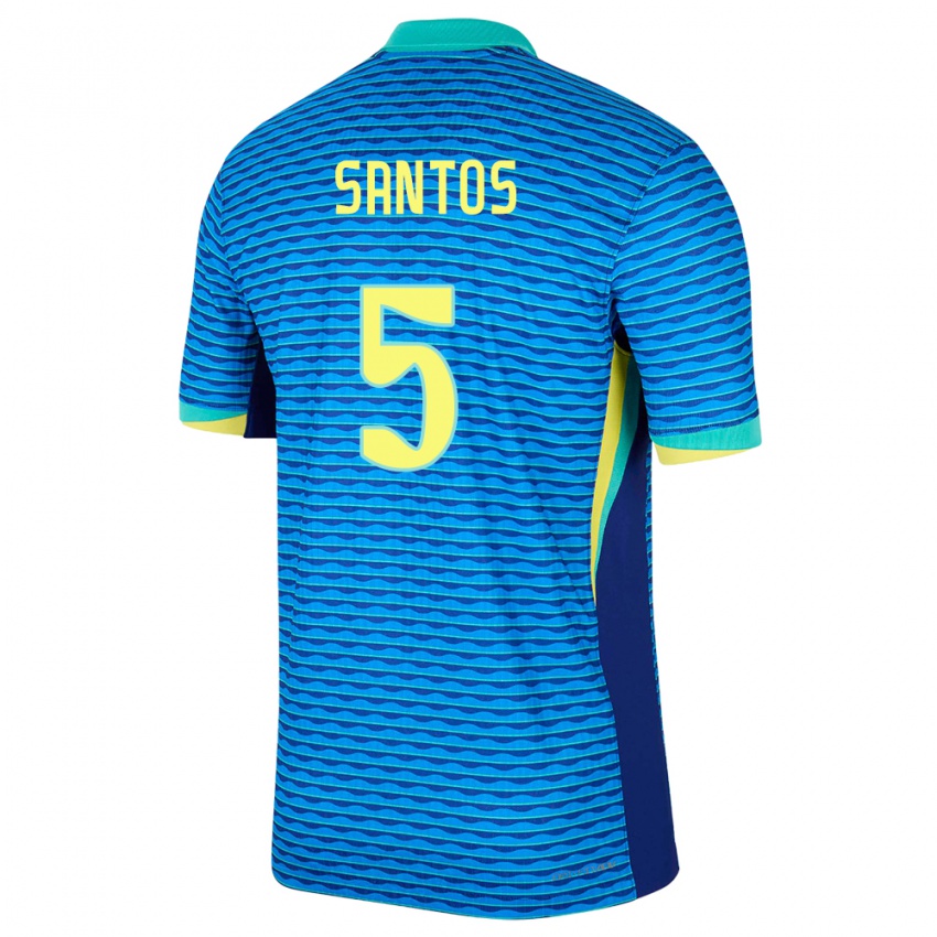 Niño Camiseta Brasil Andrey Santos #5 Azul 2ª Equipación 24-26 La Camisa Argentina