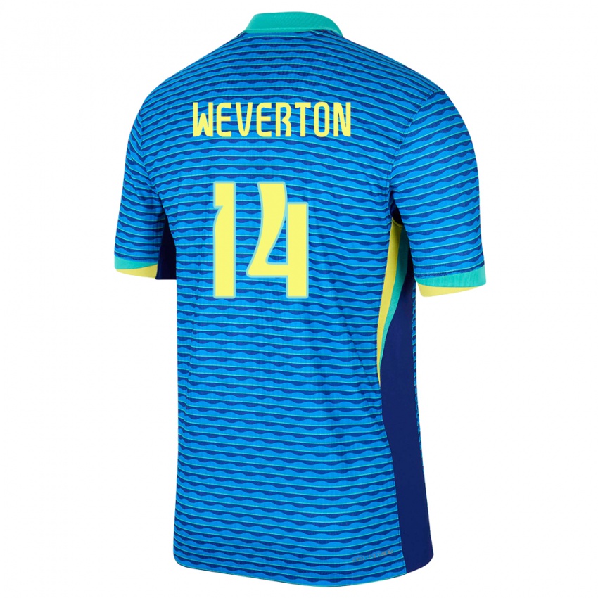 Niño Camiseta Brasil Weverton #14 Azul 2ª Equipación 24-26 La Camisa Argentina