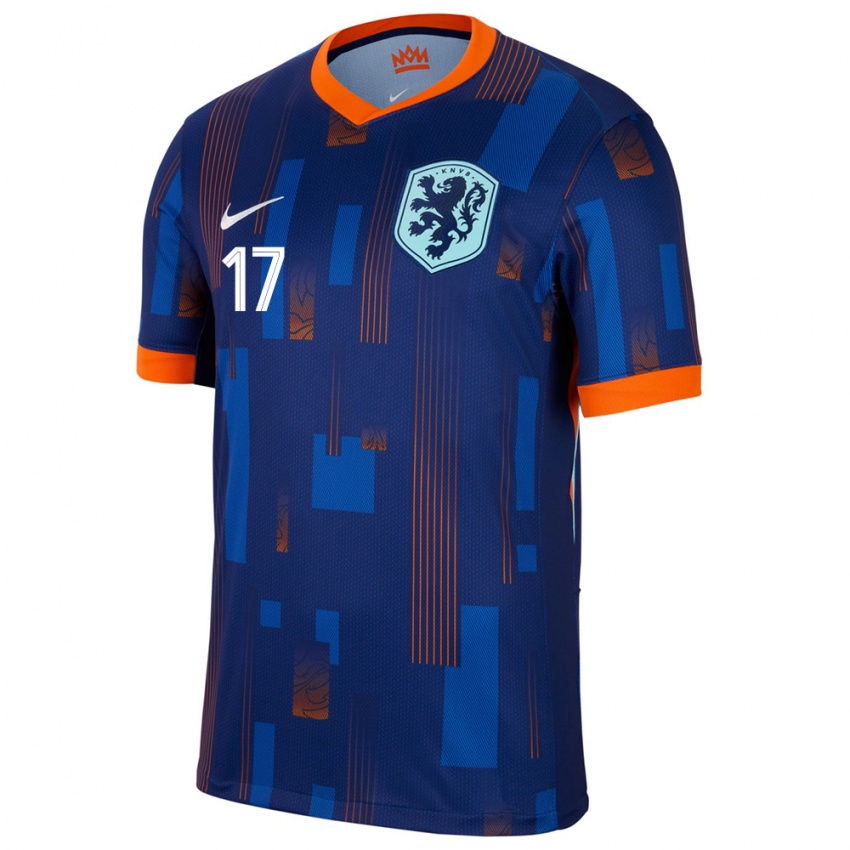 Niño Camiseta Países Bajos Romee Leuchter #17 Azul 2ª Equipación 24-26 La Camisa Argentina