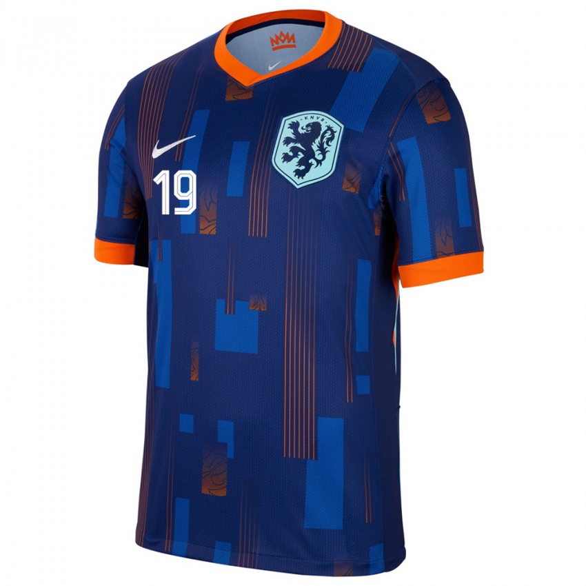 Niño Camiseta Países Bajos Brian Brobbey #19 Azul 2ª Equipación 24-26 La Camisa Argentina