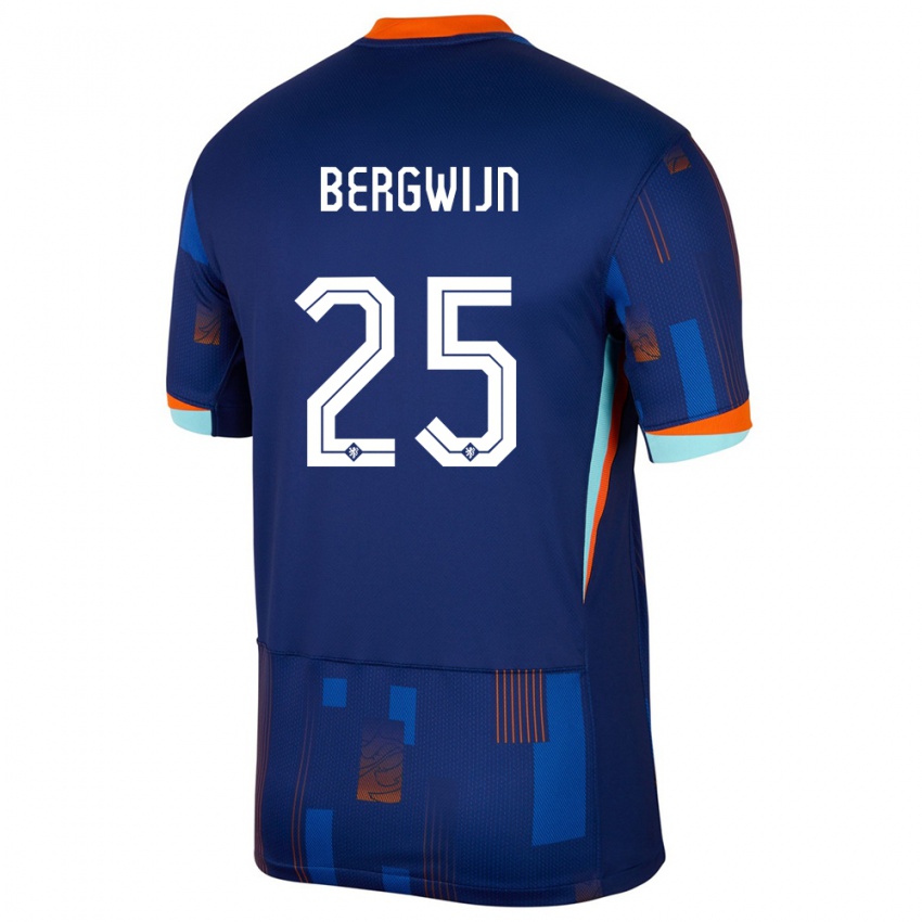 Niño Camiseta Países Bajos Steven Bergwijn #25 Azul 2ª Equipación 24-26 La Camisa Argentina