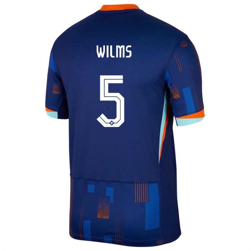 Niño Camiseta Países Bajos Lynn Wilms #5 Azul 2ª Equipación 24-26 La Camisa Argentina